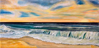 Ocean with glowing sky